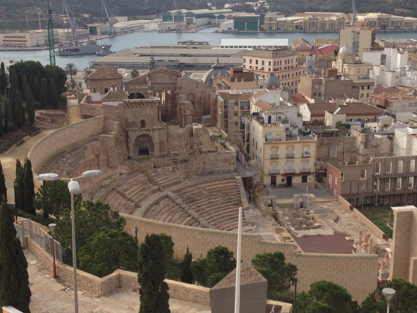 Panoramic view of the ROman Theatre in Cartagena Spain